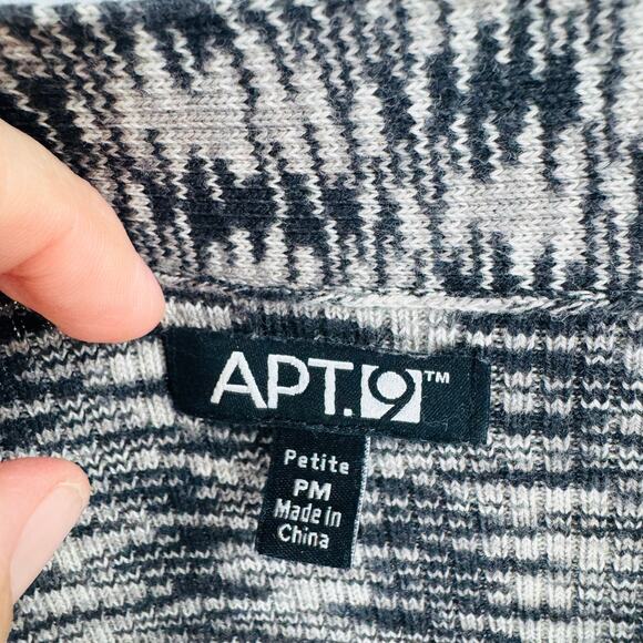 Y2K Apt. 9 Petite Medium Black Gray Babydoll Knit Top Long Sleeve Fall Layering - Picture 3 of 6